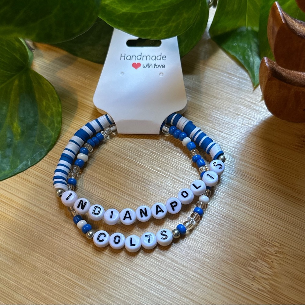 Indianapolis Colts Football Fan Bracelet Set -‎ Flexible Fit - Sports Jewelry